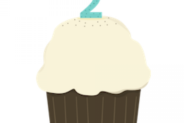Clip art of birthday cupcake with number two candle