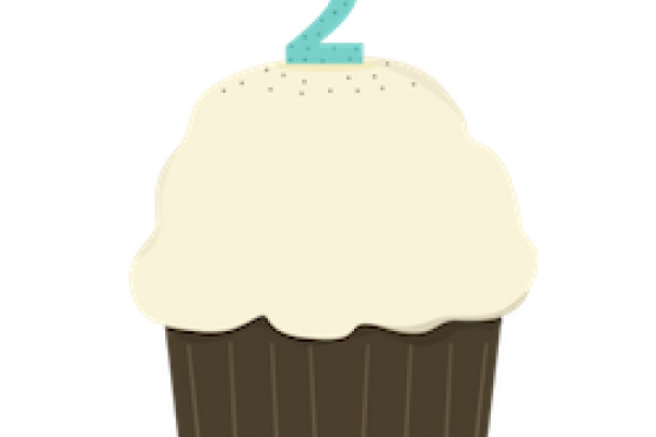 Happy Birthday! Clip art of birthday cupcake with number two candle