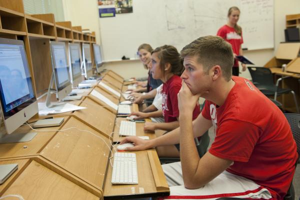 A picture of Ohio State students in a computer lab
