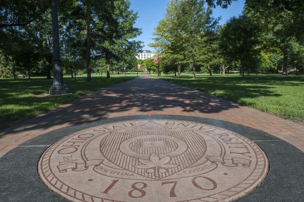 The Ohio State University seal on the Oval